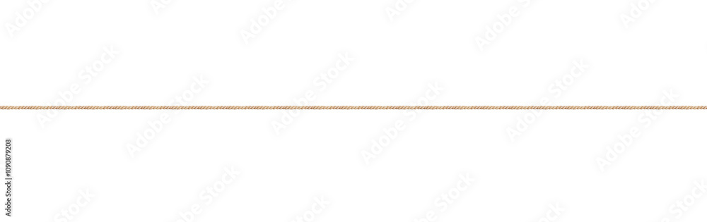 Thin beige rope stretched horizontally across the image, isolated on a ...