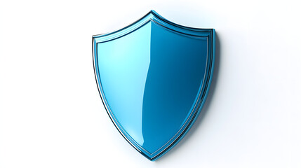 Wall Mural - a 3d protection concept with a shield on a white background. blue shield icon