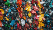 © JCreative - vibrant collection of compressed plastic waste in various colors, showcasing complexity of recycling processes. image highlights importance of waste management and environmental sustainability