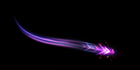 Leinwandbilder - Light effect of technological high-speed movement of the arrow of light speed bright glow on transparent background. Dynamic movement of the arrow of energy of light of high speed.