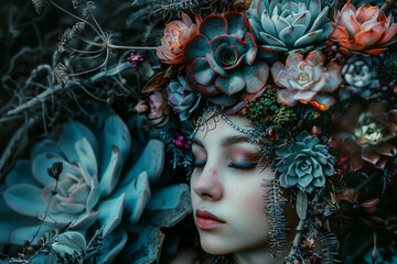 Wall Mural - fairytale character in the magical forest created with generative ai technology