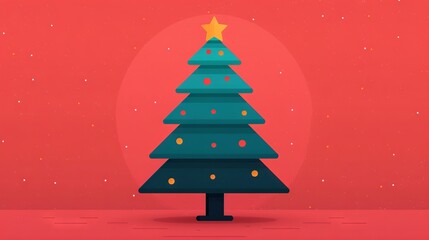 Wall Mural - simple christmas tree illustration on a festive background.
