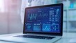 © spacenomads - A laptop displaying health data analytics and medical graphs in a modern healthcare setting.