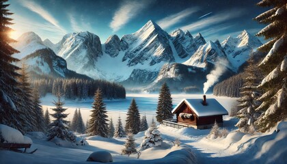 Wall Mural - winter landscape in the mountains