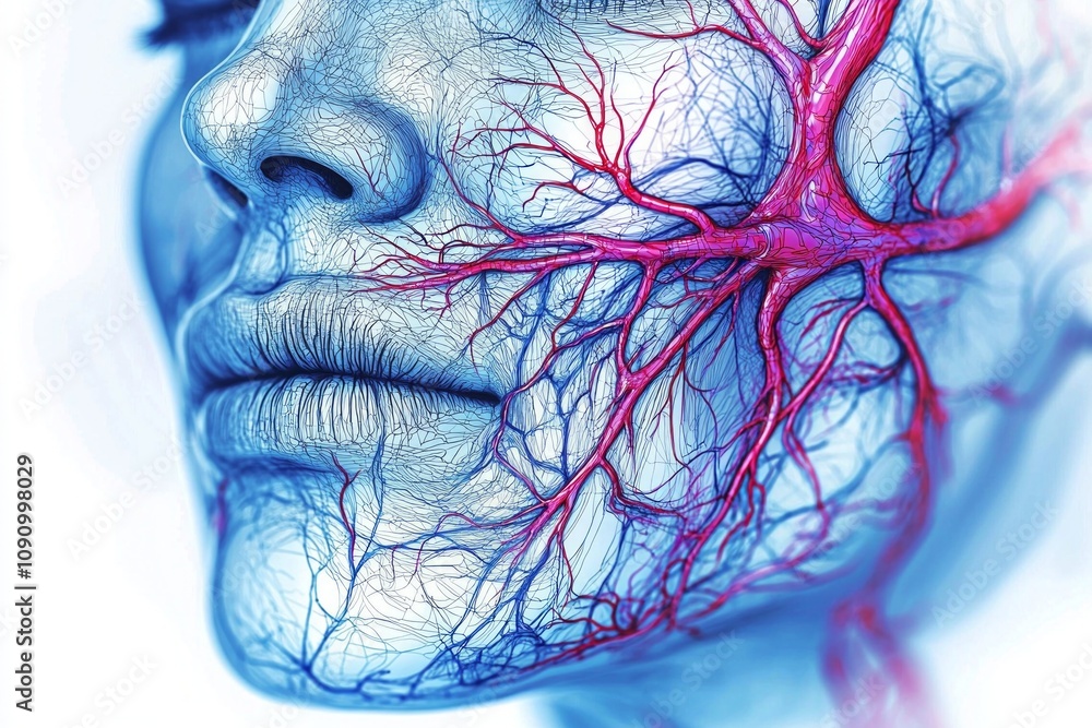 professional schematic diagram illustrates vascular network