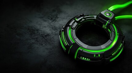 Poster - A futuristic, circular device with green accents, suggesting advanced technology or gaming.