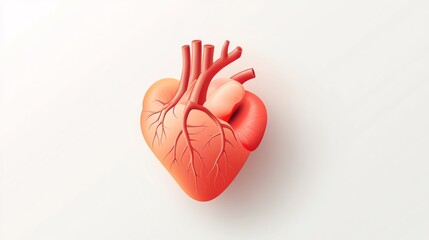 Poster - A stylized anatomical heart illustration showcasing its structure and blood vessels.