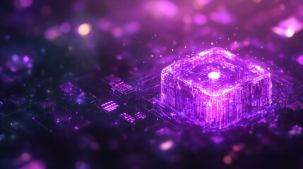 Aufkleber - A vibrant digital representation of a microchip with glowing elements, symbolizing technology.