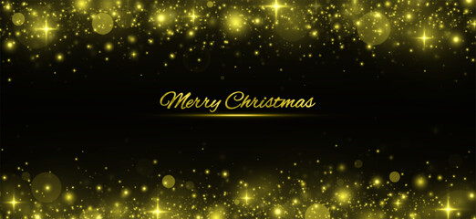 Wall Mural - magic shining background for christmas decoration. glowing banner with golden particles. glittering 