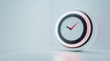 Fototapete - A modern clock displaying time with a sleek design and illuminated edges.
