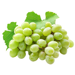 Wall Mural - Fresh green grapes with leaves on display