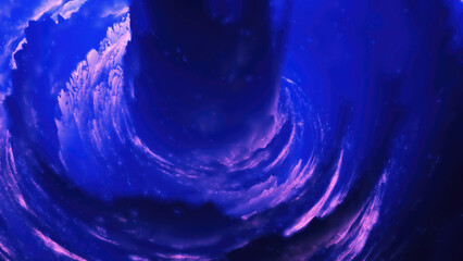 Wall Mural - vivid neon swirl of pink and purple lights forming a vortex in deep space, conveying energy and cosm