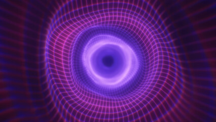 Wall Mural - a mesmerizing pink and blue vortex with a geometric wireframe futuristic glowing tunnel effect for c