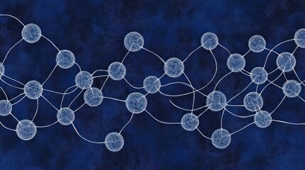 Poster - Abstract illustration of interconnected spheres representing molecular structures.