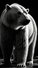Wall Mural - majestic polar bear in black and white. wildlife, nature, animal portrait.