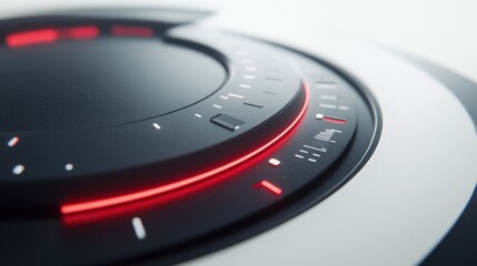 Fototapete - A close-up of a sleek, modern control panel with illuminated indicators and buttons.