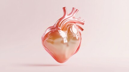 Poster - A 3D-rendered heart model showcasing anatomical features in a soft color palette.