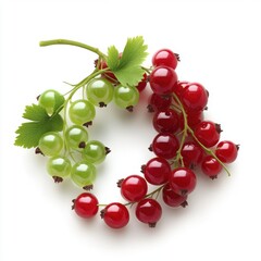 Wall Mural - Red and green currants, white background, isolated, cut out.