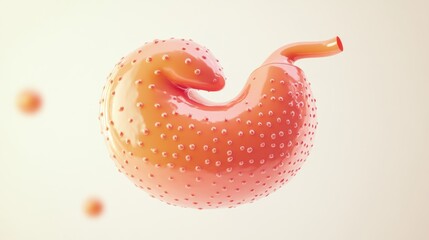 Poster - A stylized, 3D representation of a stomach, emphasizing its unique shape and texture.