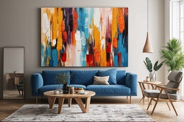 Wall Mural - Vibrant Contemporary Abstract Canvas Art Featuring Brush Strokes and Textured Oil Painting