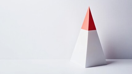 Aufkleber - A geometric sculpture featuring a white base and a red top, set against a minimalist background.