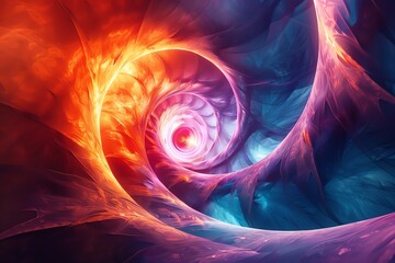 Canvas Print - abstract fiery and icy spiral fractal art.
