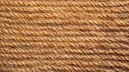 Aufkleber - textured coir mat with woven pattern, showcasing natural fibers in top view. intricate design highlights durability and rustic appeal of material, perfect for home decor