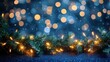 © Agnieszka - Christmas garland with bokeh lights on dark blue background