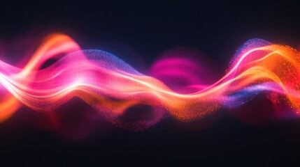 Wall Mural - Abstract Neon Wave Pink, Orange, and Blue Digital Flow