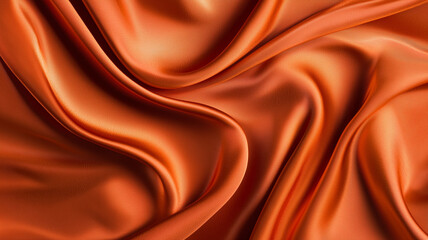 Leinwandbilder - Smooth orange silk fabric with elegant folds and luxurious sheen, creating rich and vibrant texture. Perfect for backgrounds or design elements