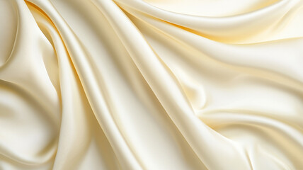 Leinwandbilder - Smooth cream silk fabric with elegant folds and soft texture, creating luxurious and serene appearance. Perfect for backgrounds or design elements