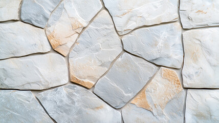 Aufkleber - Natural stone tiles with textured surface in top view arrangement, showcasing mix of light gray and beige tones, ideal for flooring or wall design