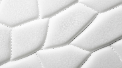 Aufkleber - White leather texture with geometric pattern, top view, showcasing detailed stitching and smooth surface. Ideal for backgrounds or design elements