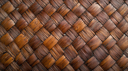 Aufkleber - Wicker basket weave texture in close up top view, showcasing intricate patterns and natural brown tones. craftsmanship and organic material create rustic and warm aesthetic