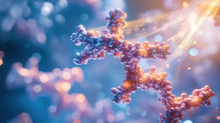 microscopic protein structure 3d render, molecular biology, science