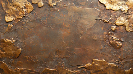 Poster - textured bronze surface with abstract pattern, featuring mix of smooth and rough areas, creating dynamic visual effect. metallic sheen adds depth and warmth to composition