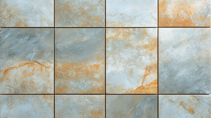 Leinwandbilder - top view of ceramic tiles with textured surface, featuring mix of gray and orange hues, creating natural stone appearance. pattern is uniform and elegant, suitable for flooring