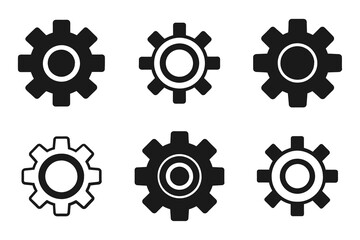 Wall Mural - Settings icon set isolated with flat outline vector