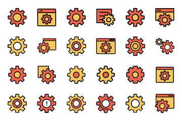 Wall Mural - Settings icon set isolated with flat outline vector