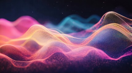Wall Mural - Abstract Colorful Particle Waves Digital Art, Vivid Hues, Dynamic Flow, Glowing Texture, Smooth Curv