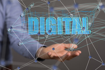 Poster - Big data and artificial intelligence concept. Machine learning and cyber mind domination
