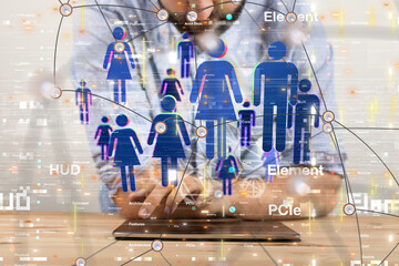 Leinwandbilder - Global network. Blockchain. 3D illustration. Neural networks and artificial intelligence. Abstract