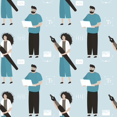 Wall Mural - backend development, work process with program code. seamless pattern with programmers developing ap