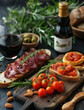 © Nataliia S. - Rustic display of Spanish tapas on dark background