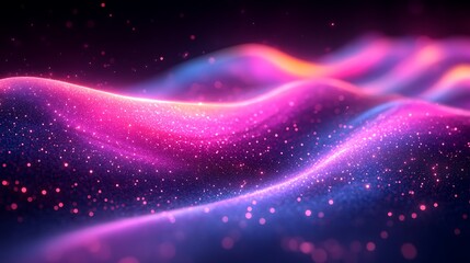 Wall Mural - Close-Up View of Playful Abstract Shapes in Vibrant Colors Displaying a Dreamlike Texture with Sparkling Particles Against a Dark Background