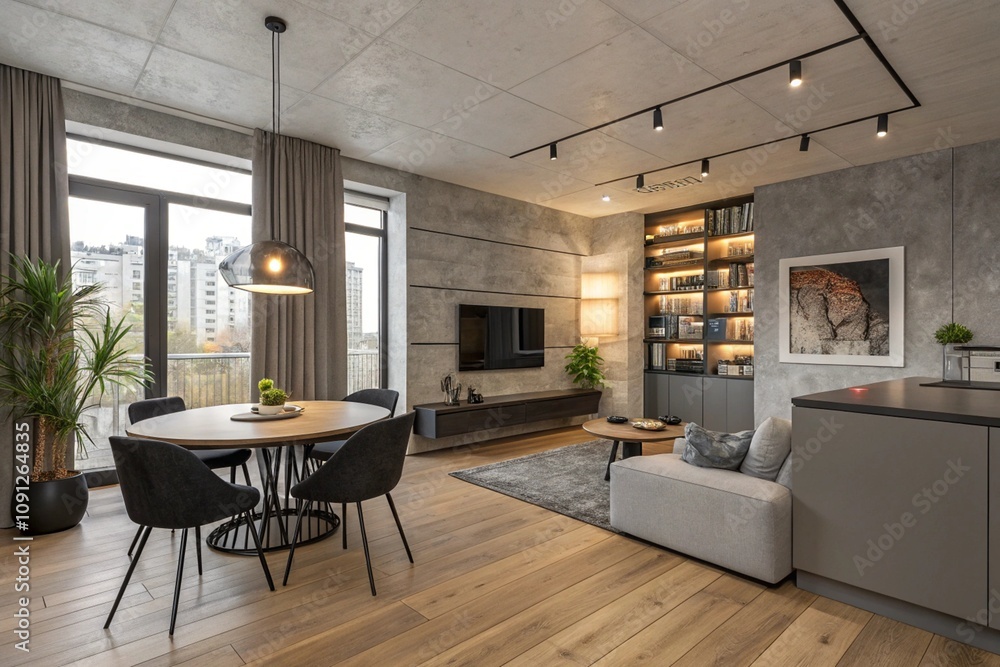 Open Concept Apartment Industrial