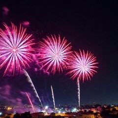 Canvas Print - colorful fireworks in the dark night sky