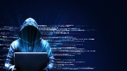 Hacker hoodie Abstract Warning detected System Hacking Attack. Online Security Safety malware program hackers coding virus Cyber attack, breaking malware. Hacked Error System Hack screen cybersecurity