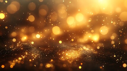 Wall Mural - Glimmering golden fireworks exploding radiantly glowing bokeh lights blending into the dark