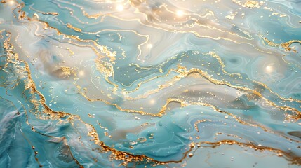 Wall Mural - digital technology blue and gold sea water flow texture poster background